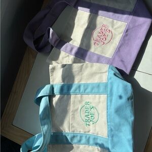 Canvas Tote Bag Set - Purple and Blue